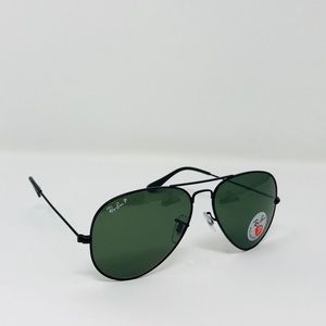 RayBan58mm RB3025 Polarized Blk Aviator sunglasses